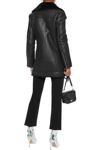 Shop L Agence L'agence Woman Brando Shearling Jacket Black