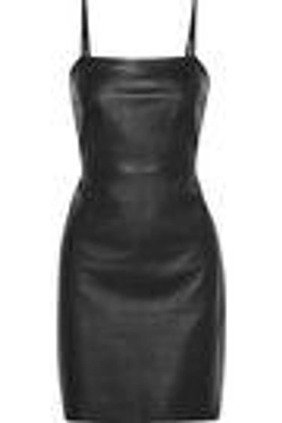 Shop Veda Woman Leather Mini Dress Black