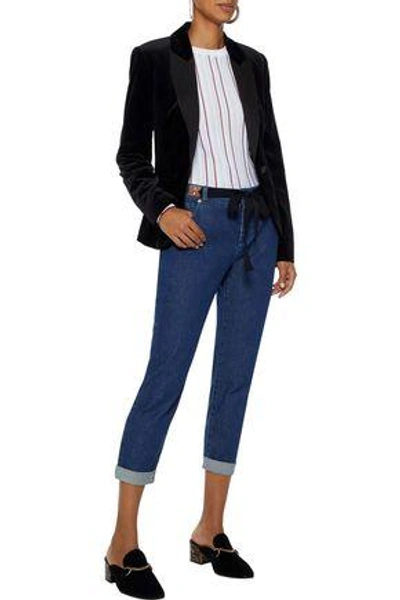 Shop Altuzarra Woman Tie-front Cropped Mid-rise Slim-leg Jeans Mid Denim