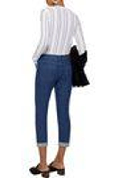 Shop Altuzarra Woman Tie-front Cropped Mid-rise Slim-leg Jeans Mid Denim