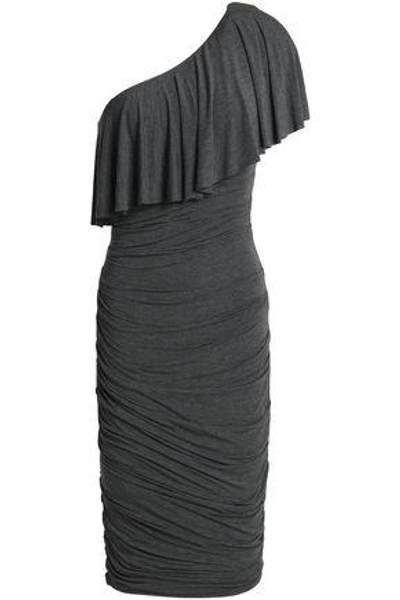 Shop Bailey44 Bailey 44 Woman Roomba One-shoulder Ruched Stretch-jersey Dress Dark Gray