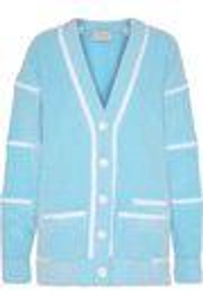 Shop Christopher Kane Woman Zip-detailed Tinsel Cardigan Turquoise