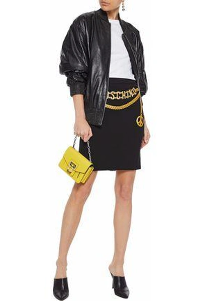 Shop Moschino Woman Printed Cady Mini Skirt Black