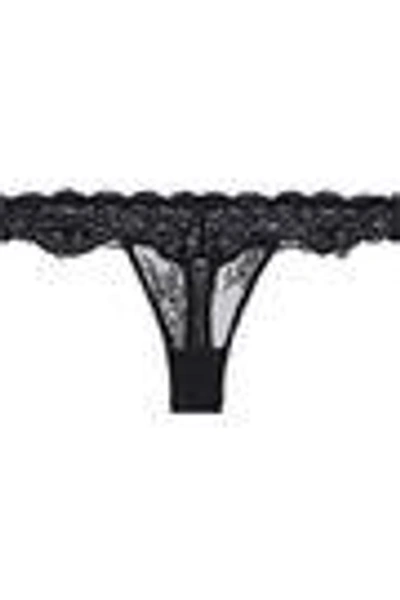 Shop Heidi Klum Intimates Woman Primrose Desire Chantilly Lace Low-rise Thong Black