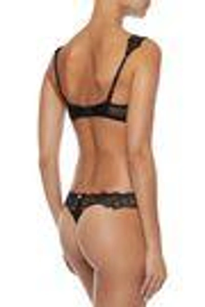 Shop Heidi Klum Intimates Woman Primrose Desire Chantilly Lace Low-rise Thong Black