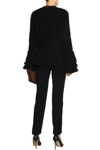 Shop Roberto Cavalli Woman Chain-trimmed Bouclé Jacket Black