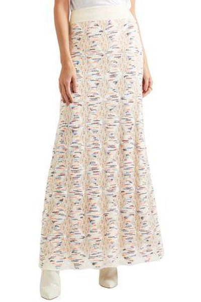 Shop Missoni Embroidered Open-knit Maxi Skirt In Ecru