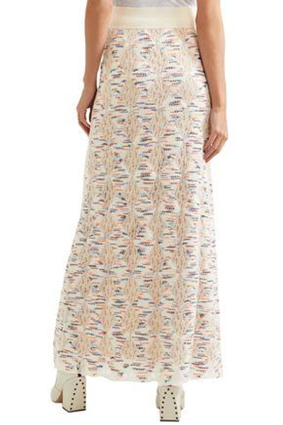 Shop Missoni Embroidered Open-knit Maxi Skirt In Ecru