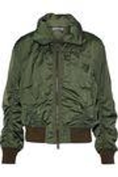 Shop Vince . Woman Ruched Shell Hooded Bomber Jacket Army Green