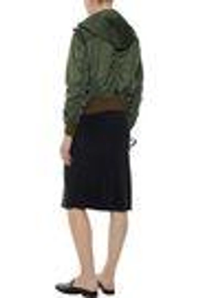 Shop Vince . Woman Ruched Shell Hooded Bomber Jacket Army Green