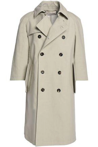 Shop Marni Woman Double-breasted Cotton-blend Trench Coat Light Gray