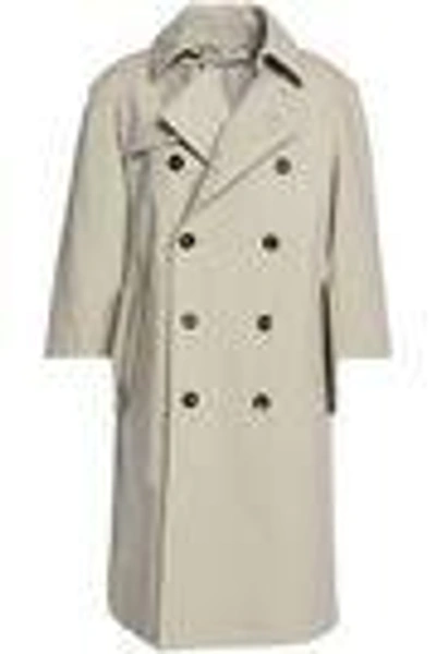 Shop Marni Woman Double-breasted Cotton-blend Trench Coat Light Gray