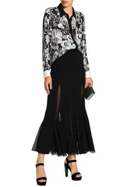 Shop Roberto Cavalli Fluted Ribbed And Stretch-knit Maxi Skirt In Black