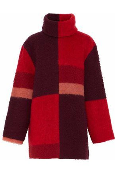 Shop Roksanda Woman Color-block Wool-blend Turtleneck Sweater Red