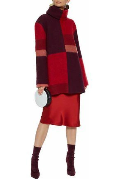 Shop Roksanda Woman Color-block Wool-blend Turtleneck Sweater Red