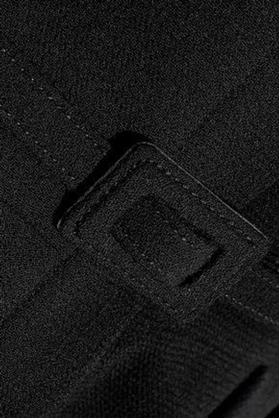 Shop Carolina Herrera Woman Belted Wool And Cotton-blend Crepe Peplum Blazer Black
