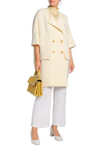 Shop Marni Woman Double-breasted Wool-crepe Coat Ivory