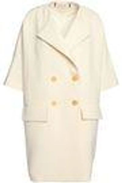 Shop Marni Woman Double-breasted Wool-crepe Coat Ivory