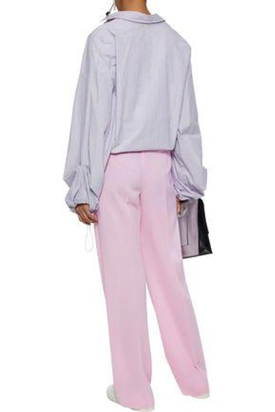 Shop Christopher Kane Woman Wool-crepe Wide-leg Pants Baby Pink