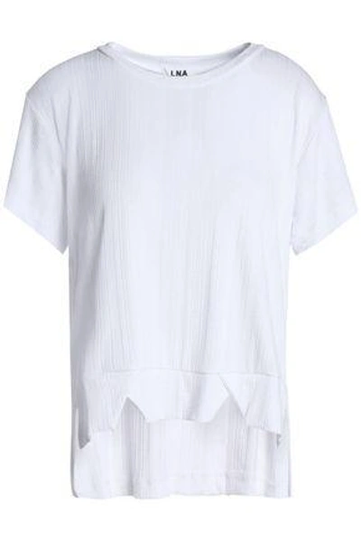 Shop Lna Nomade Asymmetric Ribbed Stretch-jersey T-shirt In White