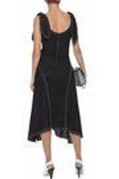 Shop Paper London Woman Ricki Baker Knotted Linen Midi Dress Black