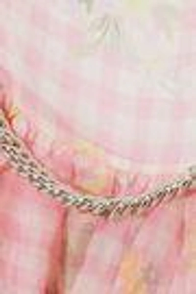 Shop Christopher Kane Woman Cold-shoulder Chain-embellished Printed Silk-organza Midi Dress Baby Pink