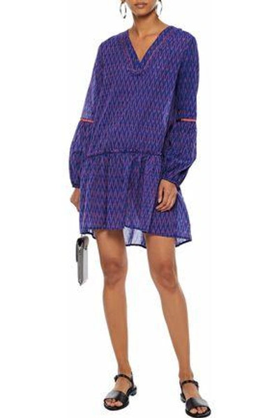 Shop Lemlem Woman Zigy Printed Cotton-gauze Mini Dress Purple