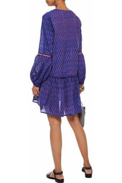 Shop Lemlem Woman Zigy Printed Cotton-gauze Mini Dress Purple