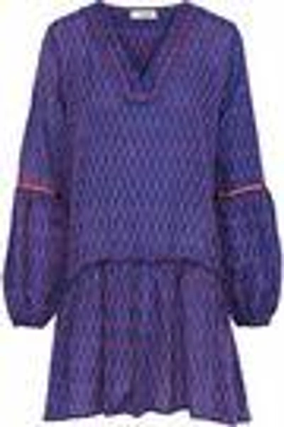 Shop Lemlem Woman Zigy Printed Cotton-gauze Mini Dress Purple