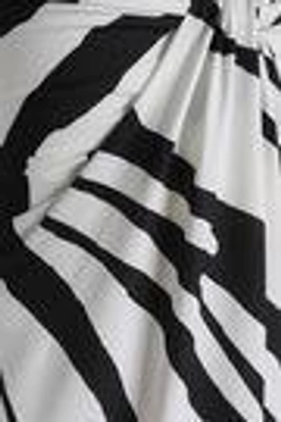 Shop Roberto Cavalli Woman Twisted Zebra-print Stretch-jersey Gown Black