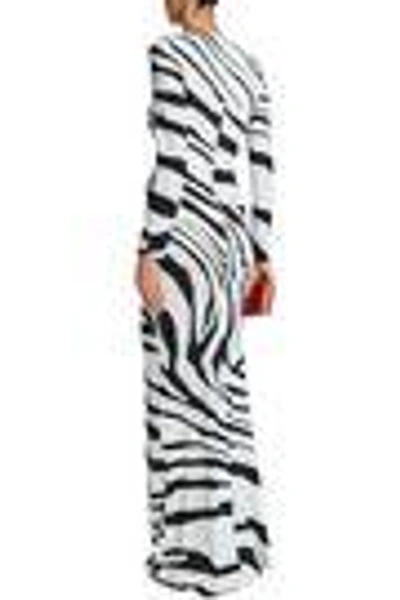 Shop Roberto Cavalli Woman Twisted Zebra-print Stretch-jersey Gown Black