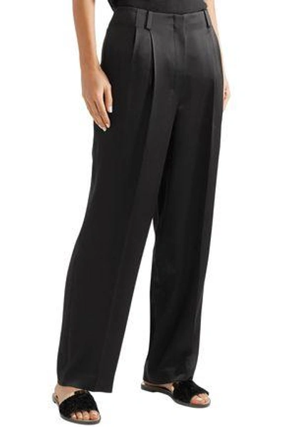 Shop The Row Firth Satin-crepe Wide-leg Pants In Black