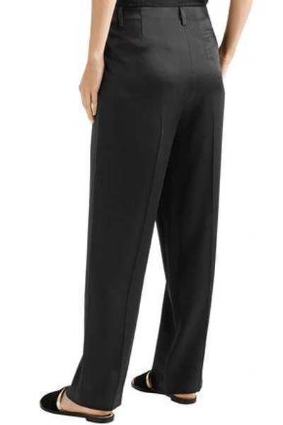 Shop The Row Firth Satin-crepe Wide-leg Pants In Black