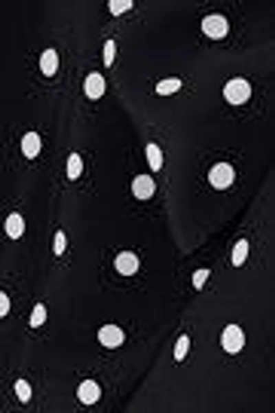 Shop Moschino Woman Wrap-effect Polka-dot Silk Crepe De Chine Mini Dress Black