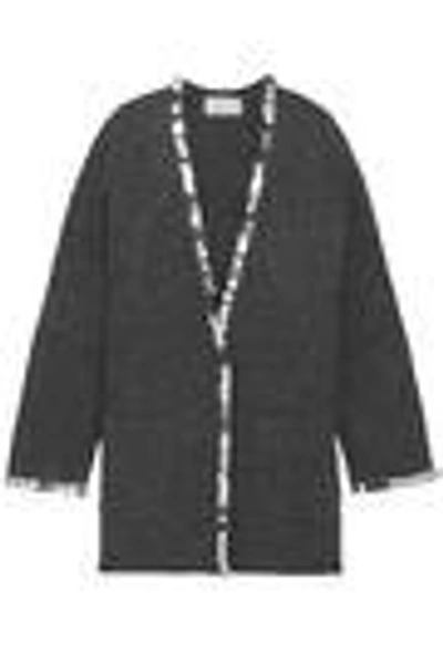 Shop Christopher Kane Woman Sequin-embellished Wool-blend Cardigan Anthracite