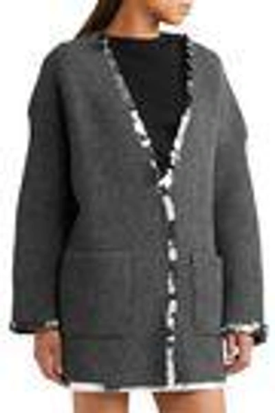 Shop Christopher Kane Woman Sequin-embellished Wool-blend Cardigan Anthracite