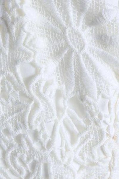 Shop Black Halo Eve By Laurel Berman Woman Jackie O Draped Cotton Guipure Lace Jumpsuit White