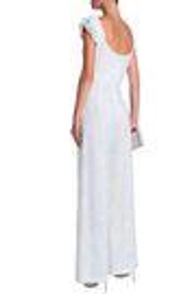 Shop Black Halo Eve By Laurel Berman Woman Jackie O Draped Cotton Guipure Lace Jumpsuit White