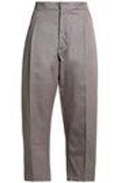 Shop Marni Woman Cropped Cotton-twill Straight-leg Pants Gray