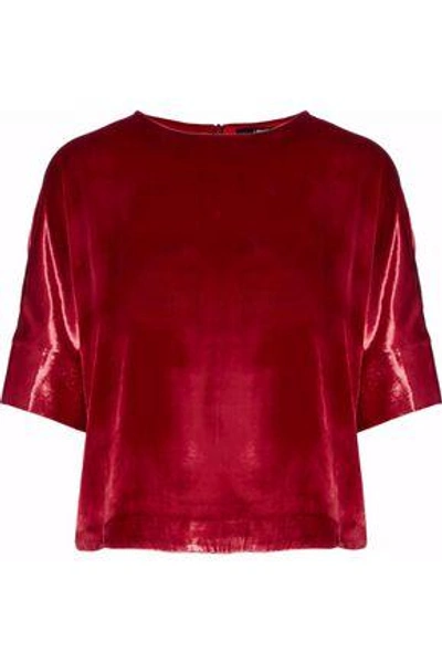 Shop J Brand Woman Velvet Blouse Crimson