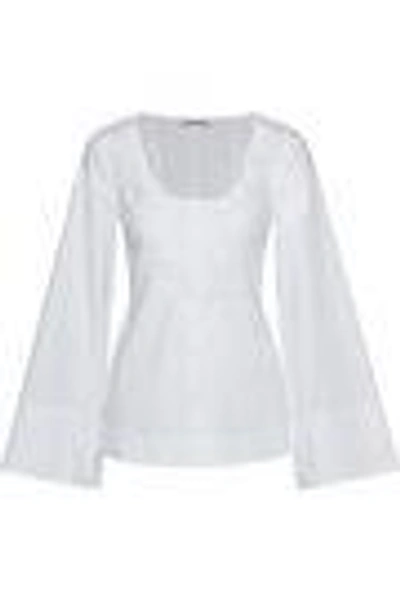 Shop Elizabeth And James Woman Stretch-cotton Poplin Top White