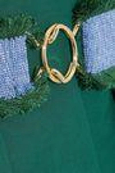 Shop Derek Lam Woman Belted Cotton-poplin Dress Emerald