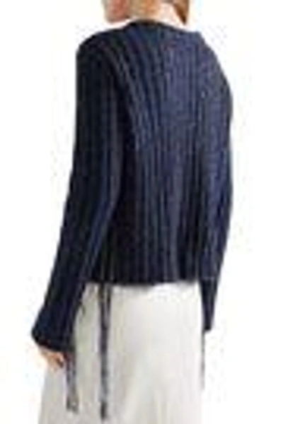 Shop The Row Fenix Donegal Ribbed Cashmere Sweater In Navy