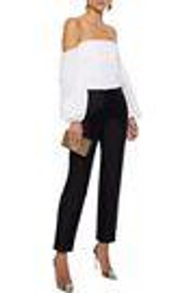 Shop Carolina Herrera Cotton And Silk-blend Twill Straight-leg Pants In Black