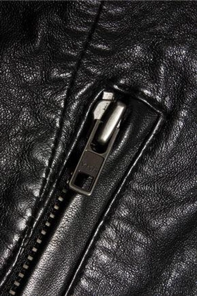 Shop Muubaa Woman Leather Bomber Jacket Black