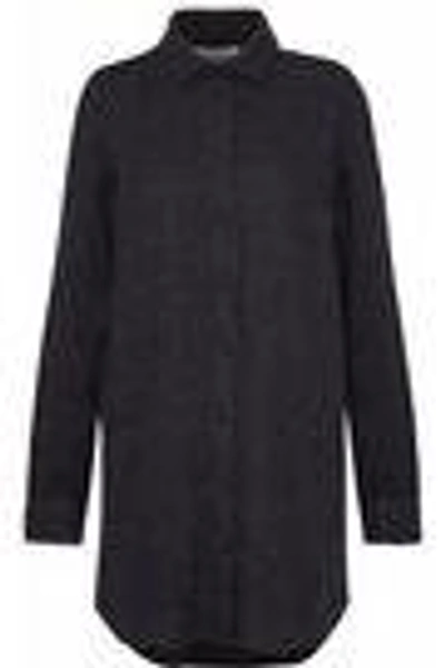 Shop Iro Woman Herringbone Wool Mini Shirt Dress Black