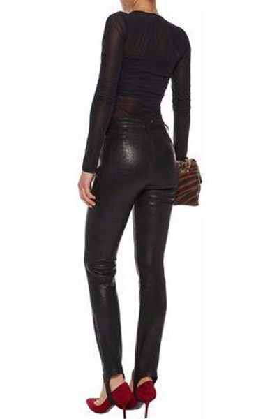 Shop J Brand Woman Textured-leather Stirrup Leggings Black