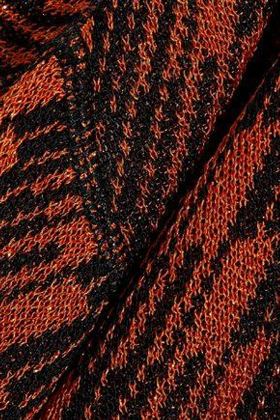 Shop By Malene Birger Metallic Jacquard-knit Turtleneck Sweater In Orange