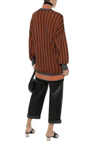 Shop By Malene Birger Metallic Jacquard-knit Turtleneck Sweater In Orange