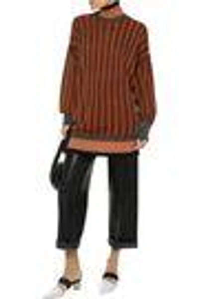 Shop By Malene Birger Metallic Jacquard-knit Turtleneck Sweater In Orange